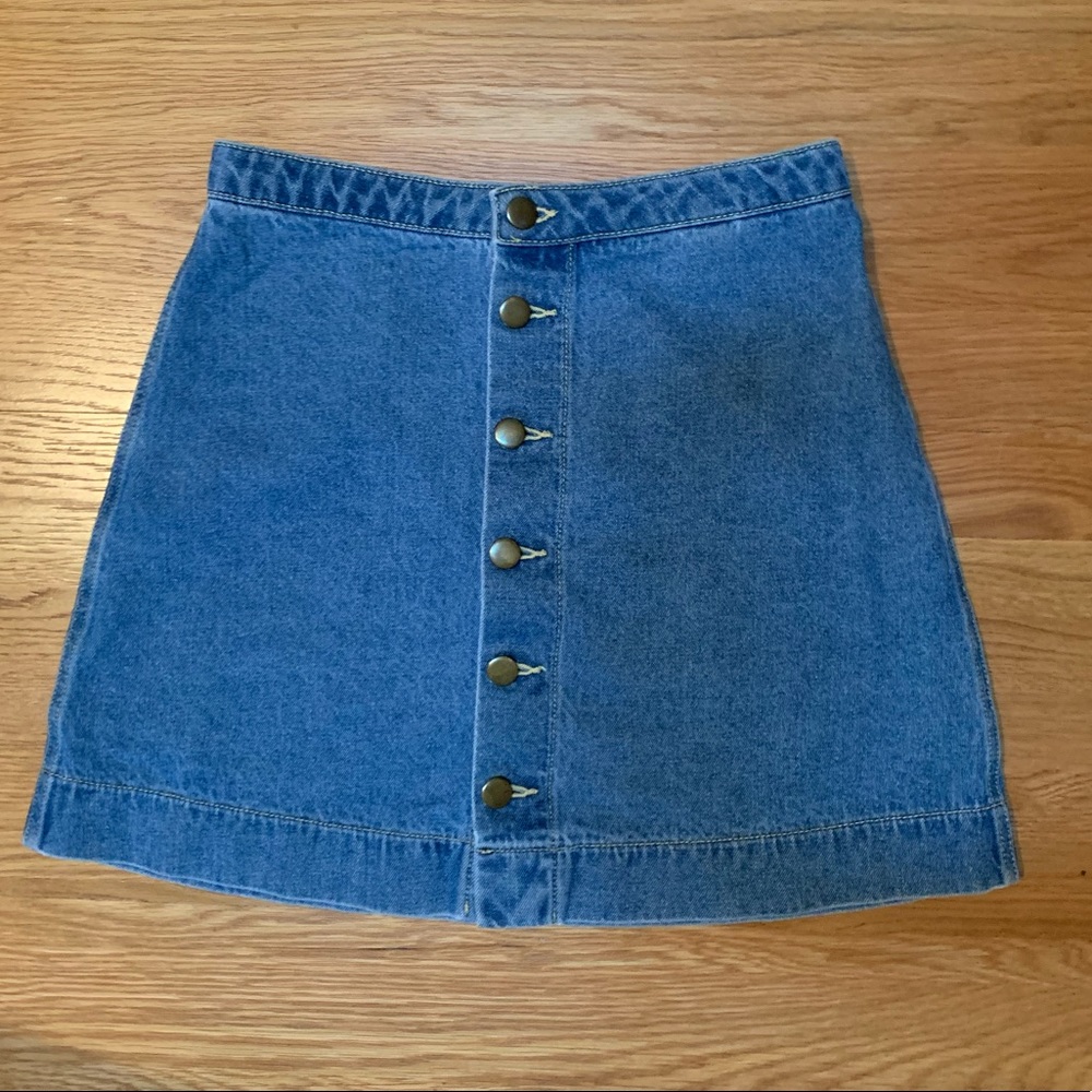 button up denim skirt